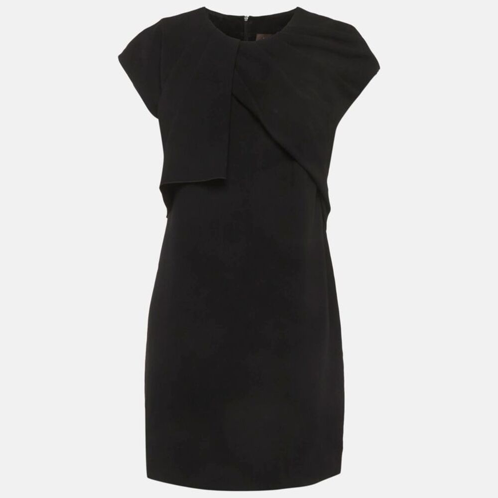 Max Mara Black Stretch Crepe Shift Mini Dress L